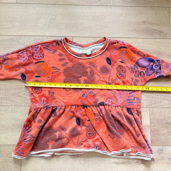 Anthropologie Saturday Sunday Orange and Purple Floral Sweatshirt - Picture 7 of 9